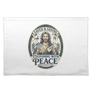 Jesus Coupon Thrift Frugal Shirt Faith Based Desig Cloth Placemat