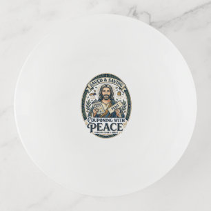 Jesus Coupon Thrift Frugal Shirt Faith Based Desig Trinket Tray