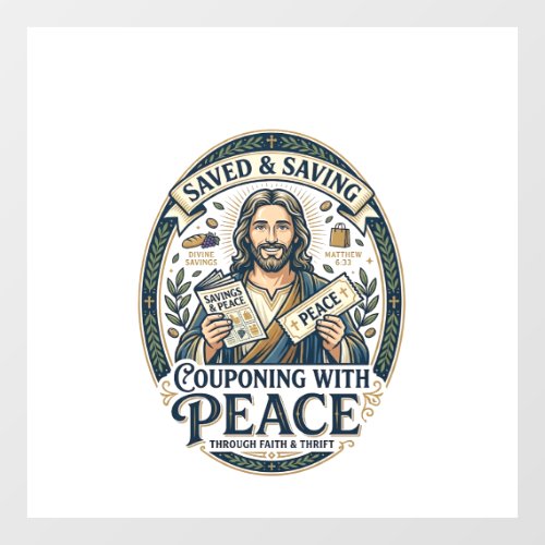 Jesus Coupon Thrift Frugal Shirt Faith Based Desig Window Cling