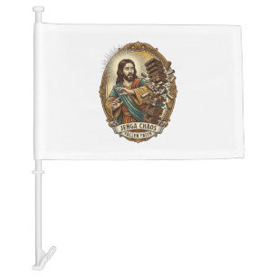 Jesus Crashing Party Jenga Tower Game Fail Humor_1 Car Flag