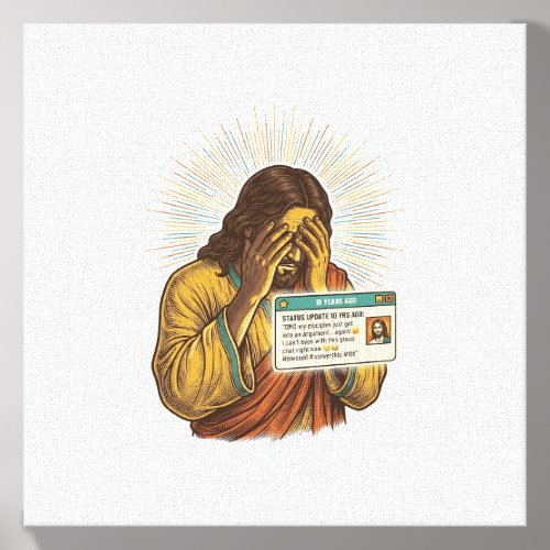 Jesus Cringing Ten Year Old Status Update Humor_1 Canvas Photo Tile