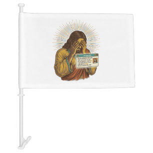 Jesus Cringing Ten Year Old Status Update Humor_1 Car Flag