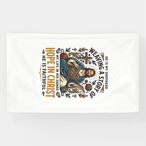 Jesus Crochet Knitting T-Shirt Inspirational Faith Banner