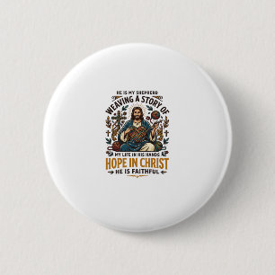 Jesus Crochet Knitting T-Shirt Inspirational Faith Button