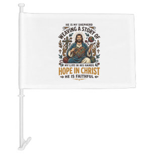Jesus Crochet Knitting T-Shirt Inspirational Faith Car Flag