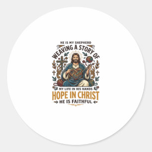 Jesus Crochet Knitting T-Shirt Inspirational Faith Classic Round Sticker