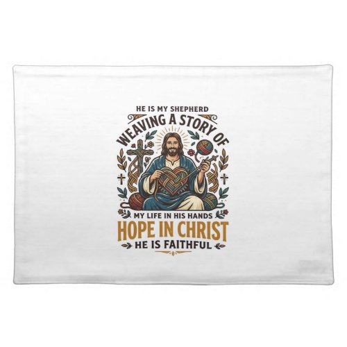 Jesus Crochet Knitting T-Shirt Inspirational Faith Cloth Placemat