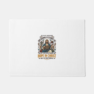 Jesus Crochet Knitting T-Shirt Inspirational Faith Doormat