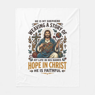 Jesus Crochet Knitting T-Shirt Inspirational Faith Fleece Blanket