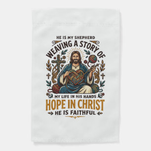 Jesus Crochet Knitting T-Shirt Inspirational Faith Garden Flag