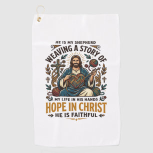 Jesus Crochet Knitting T-Shirt Inspirational Faith Golf Towel
