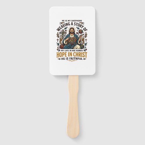 Jesus Crochet Knitting T-Shirt Inspirational Faith Hand Fan