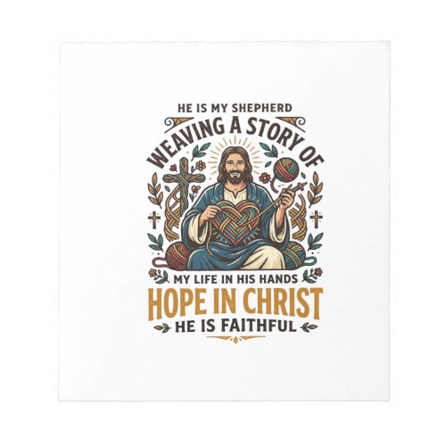 Jesus Crochet Knitting T-Shirt Inspirational Faith Notepad