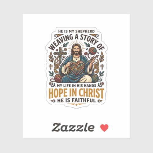 Jesus Crochet Knitting T-Shirt Inspirational Faith Sticker