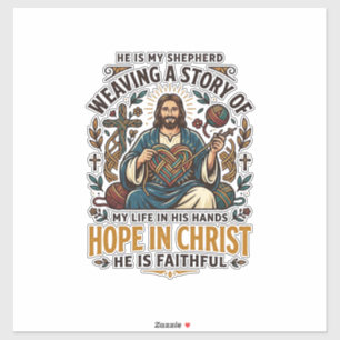 Jesus Crochet Knitting T-Shirt Inspirational Faith Sticker