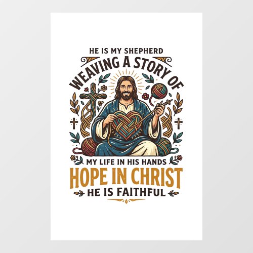 Jesus Crochet Knitting T-Shirt Inspirational Faith Window Cling