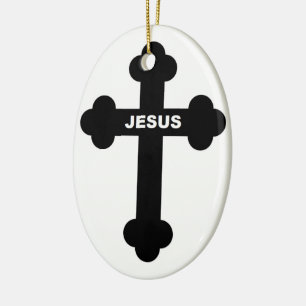 JESUS CROSS CERAMIC ORNAMENT