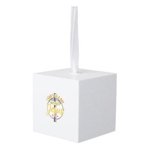 Jesus Cross Christian Typography Shirt Design_1 Cube Ornament