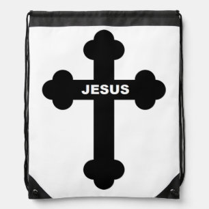 JESUS CROSS DRAWSTRING BAG