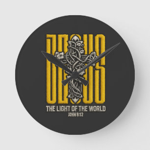 Jesus Cross Embroidered  Round Clock