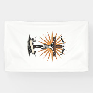 Jesus Cross Faith Vintage Engraving Christian Shir Banner