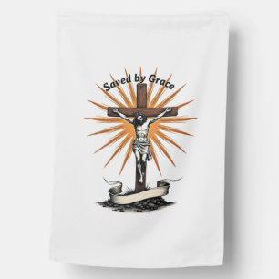 Jesus Cross Faith Vintage Engraving Christian Shir House Flag