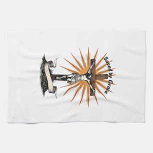 Jesus Cross Faith Vintage Engraving Christian Shir Kitchen Towel