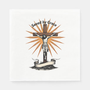 Jesus Cross Faith Vintage Engraving Christian Shir Napkins