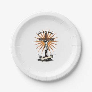 Jesus Cross Faith Vintage Engraving Christian Shir Paper Plates