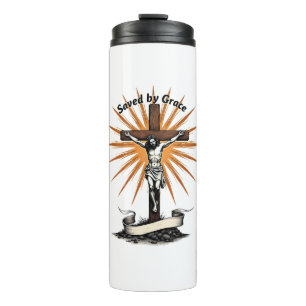 Jesus Cross Faith Vintage Engraving Christian Shir Thermal Tumbler