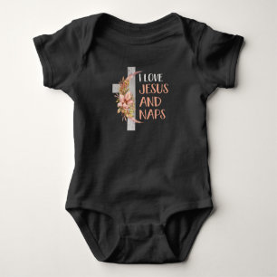 Jesus Cross Flowers Christian Christ Faith Baby Bodysuit