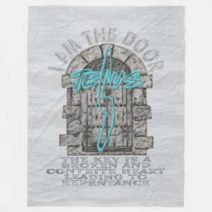 Jesus Cross Guarding a DoorT-Shirt Fleece Blanket