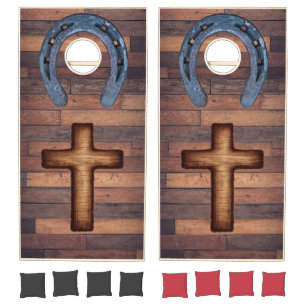 Jesus Cross Horseshoe Cornhole Set