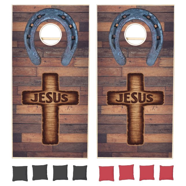 Jesus Cross Horseshoe Cornhole Set (Set)