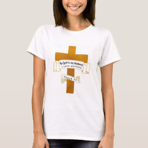 Jesus Cross in gold with Bible Verse - T-Shirt