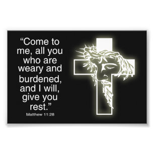 Jesus Cross Matthew 11:28 Photo Print