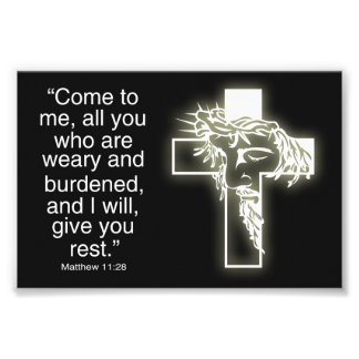 Jesus Cross Matthew 11:28 Photo Print