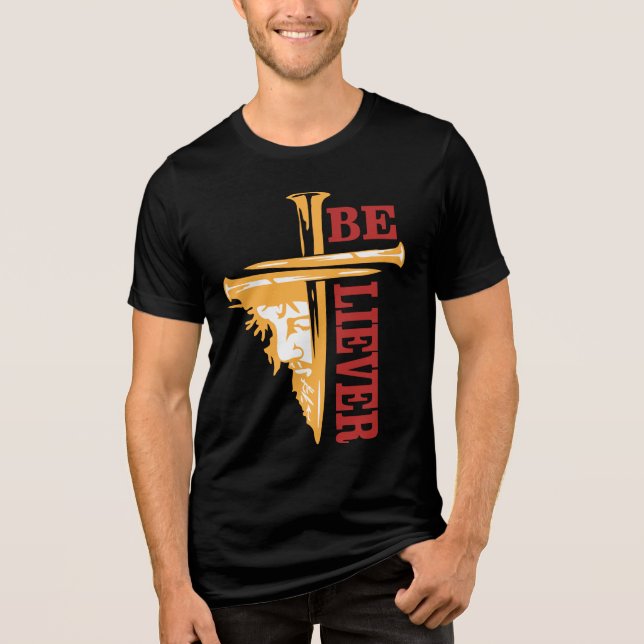 Jesus Cross Nail Design – Powerful Christian Tri-Blend Shirt (Front)