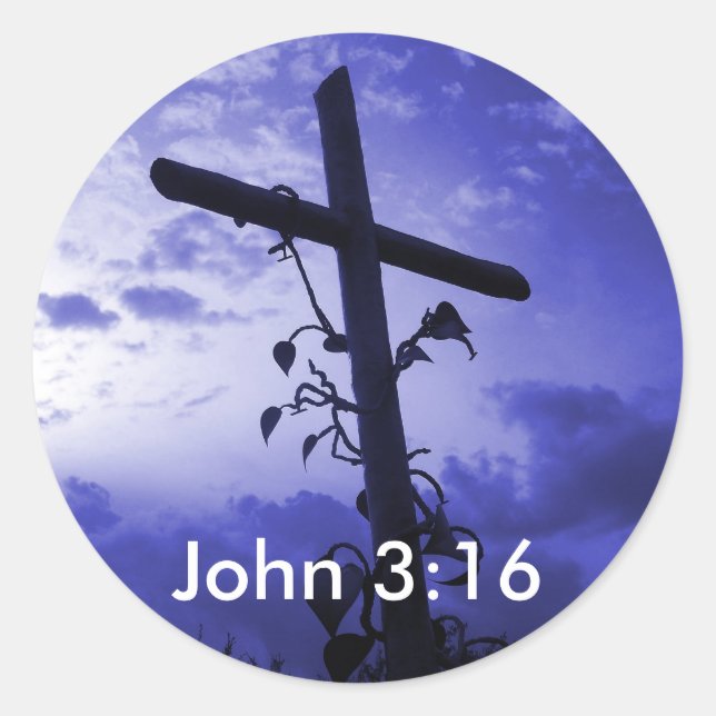 Jesus Cross of Calvary John 3:16 Sticker (Front)