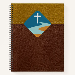 Jesus Cross on Leather Background Notebook for Men