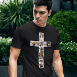 Jesus Cross Photo Collage T-Shirt<br><div class="desc">Urban religious black t-shirt featuring the cross of jesus christ made up of 12 personalized photos. Perfect for everyday wear or for a memorial service in memory of a loved one who has passed away! Photo tip: Crop your photos into squares before uploading ensuring subject is in the centre for...</div>