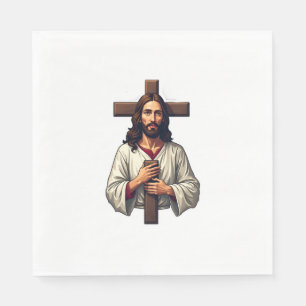 Jesus Cross Portrait Vintage Engraving Shirt 2 Napkins