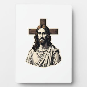 Jesus Cross Portrait Vintage Engraving Shirt 2 Plaque