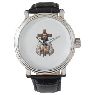 Jesus Cross Portrait Vintage Engraving Shirt 2 Watch