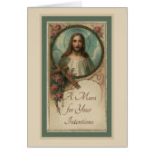 Jesus Cross Rosary Catholic Mass Offering Card (Front)