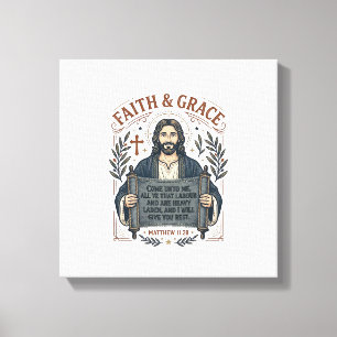 Jesus Cross Stitch Vintage Shirt Christian Graphic Canvas Print