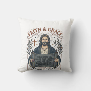 Jesus Cross Stitch Vintage Shirt Christian Graphic Throw Pillow