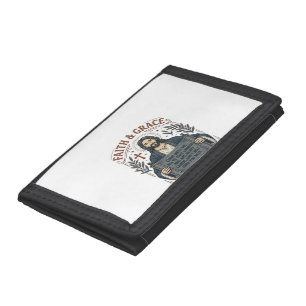 Jesus Cross Stitch Vintage Shirt Christian Graphic Trifold Wallet