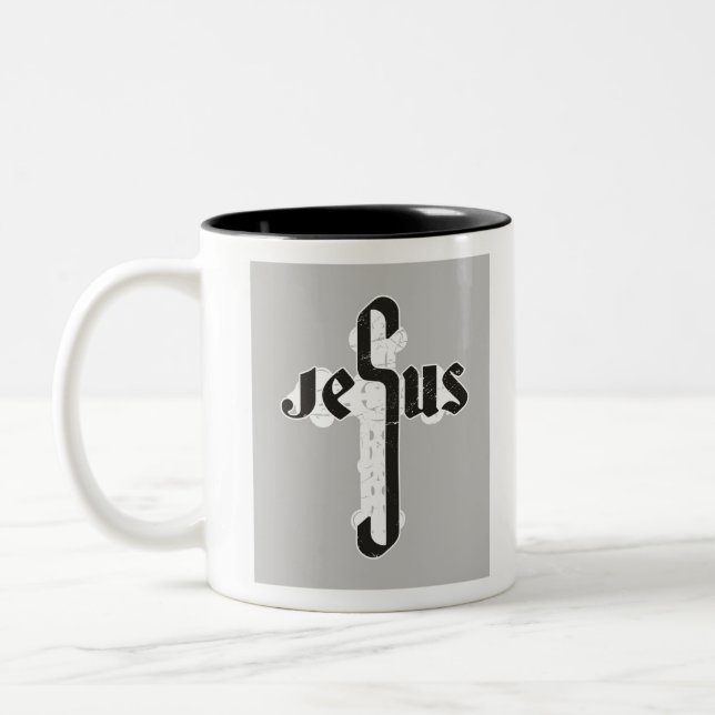 Jesus Cross Two-Tone Coffee Mug (Left)