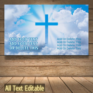 Jesus Cross White Clouds Blue Sky Beaming Easter Banner